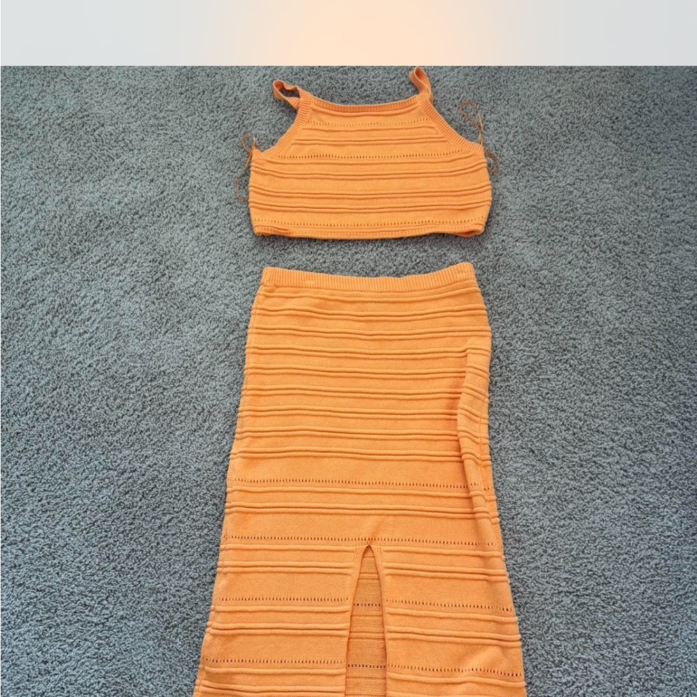 Orange Knit Two-Piece Set
